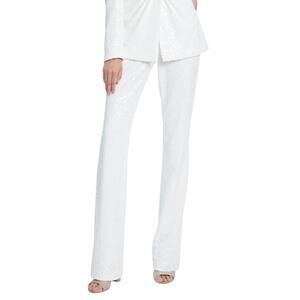 Badgley Mischka  Sequin Boot-Cut Pants $355 WHITE BSP3272A SZ 10 NWT  BRIDAL